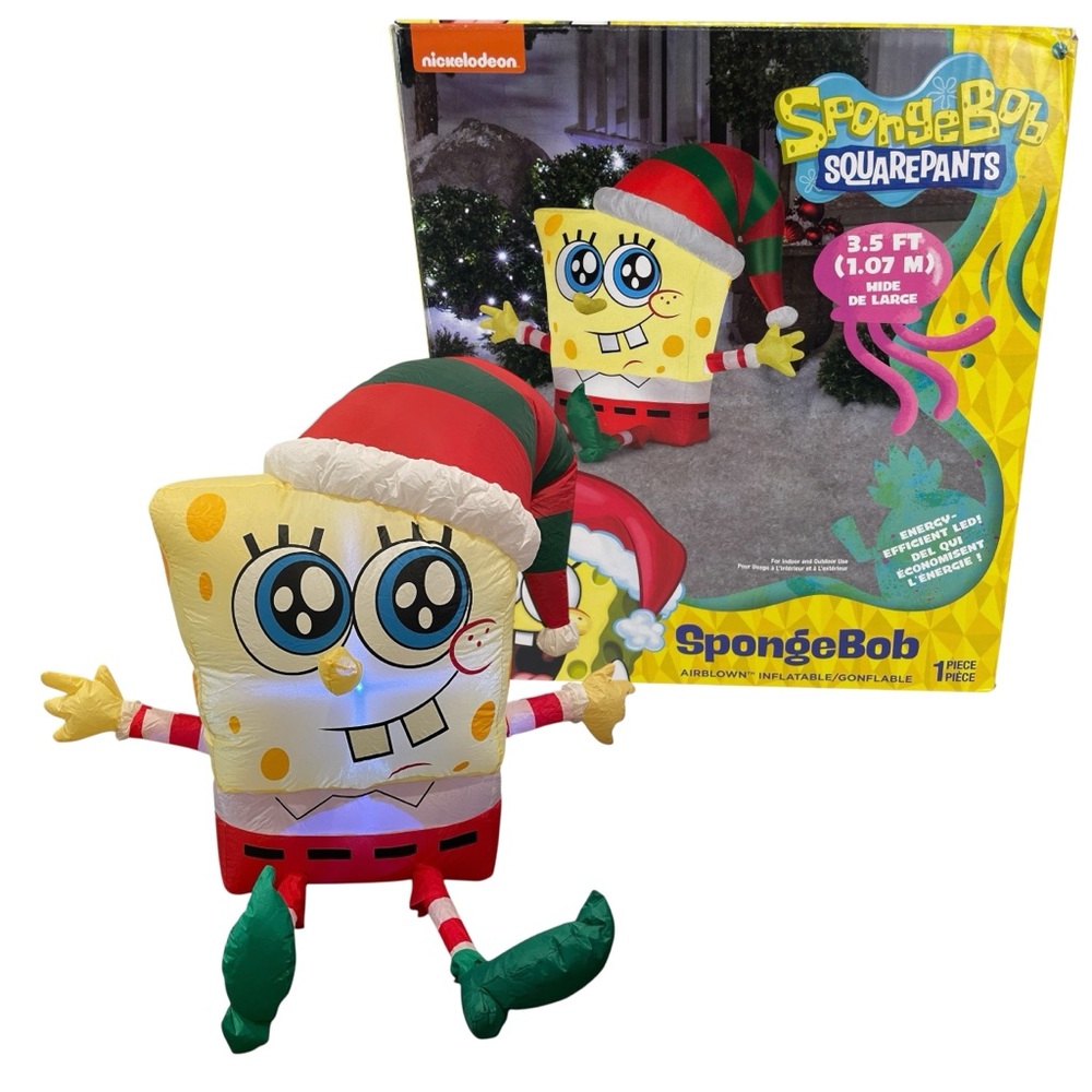 Gemmy Sponge Bob Squarepants Airblown Inflatable Christmas LED Light Up